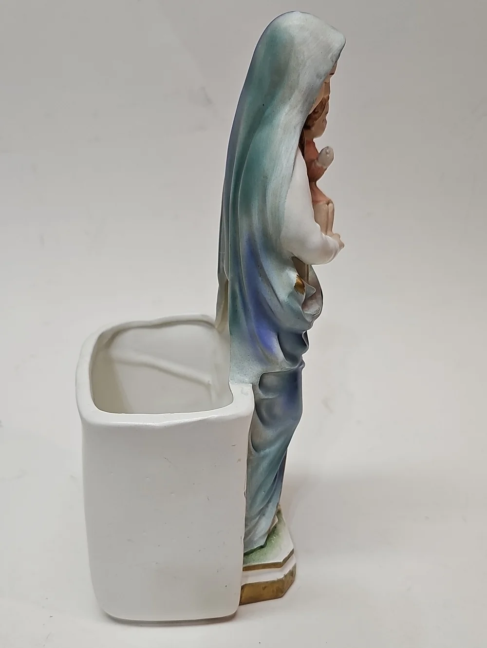 Midcentury Napcoware Porcelain Virgin Mary Madonna + Child Statue Planter R-6980